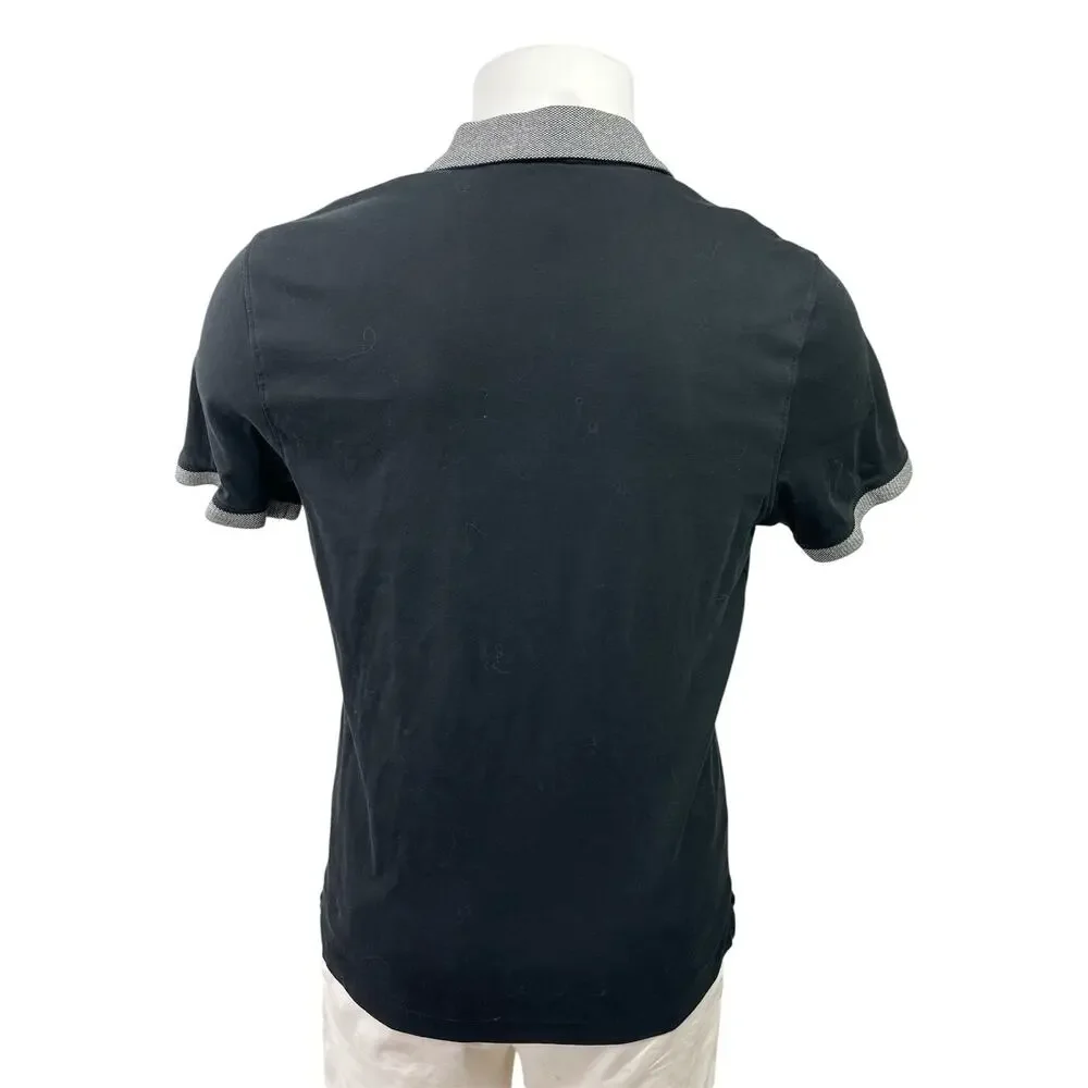 Banana Republic Luxe Touch Black Short Sleeve Performance Polo Shirt Top Size M